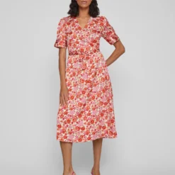 Vila Jurk "Naria" Oranje/meerkleurig