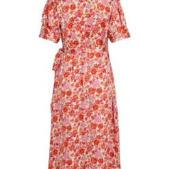 Vila Jurk "Naria" Oranje/meerkleurig -Exporteren Mooie Look Winkel vila jurk naria oranje meerkleurig 3