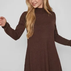 Vila Jurk "Vicomfy" Bruin -Exporteren Mooie Look Winkel vila jurk vicomfy bruin 3