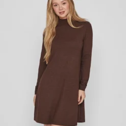 Vila Jurk "Vicomfy" Bruin -Exporteren Mooie Look Winkel vila jurk vicomfy bruin 4