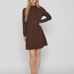 Vila Jurk "Vicomfy" Bruin -Exporteren Mooie Look Winkel vila jurk vicomfy bruin 6