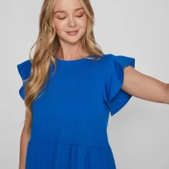 Vila Jurk "Visummer" Blauw -Exporteren Mooie Look Winkel vila jurk visummer blauw 4
