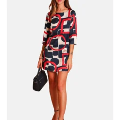 Jurk Rood/crème/donkerblauw -Exporteren Mooie Look Winkel william de faye jurk rood creme donkerblauw 3