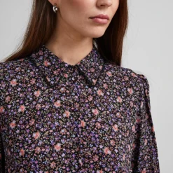 Y.A.S Jurk "Adira" Zwart/paars -Exporteren Mooie Look Winkel y a s jurk adira zwart paars 4