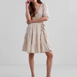 Y.A.S Jurk "Flaxa" Crème -Exporteren Mooie Look Winkel y a s jurk flaxa creme 2