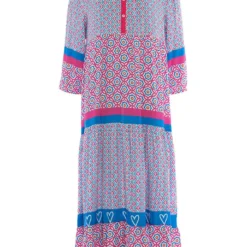 Jurk "Adriane" Blauw/roze